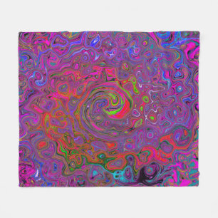 Psychedelic Groovy Magenta Retro Liquid Swirl Fleece Blanket