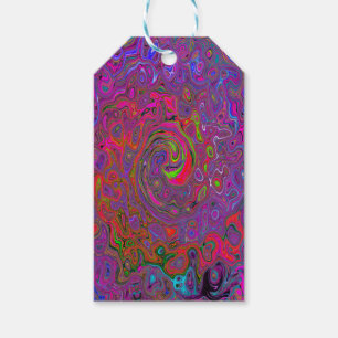 Psychedelic Groovy Magenta Retro Liquid Swirl Gift Tags