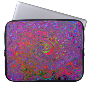 Psychedelic Groovy Magenta Retro Liquid Swirl Laptop Sleeve