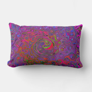 Psychedelic Groovy Magenta Retro Liquid Swirl Lumbar Cushion