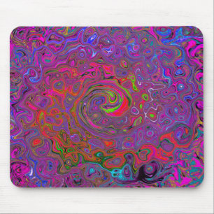 Psychedelic Groovy Magenta Retro Liquid Swirl Mouse Pad