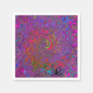 Psychedelic Groovy Magenta Retro Liquid Swirl Napkin