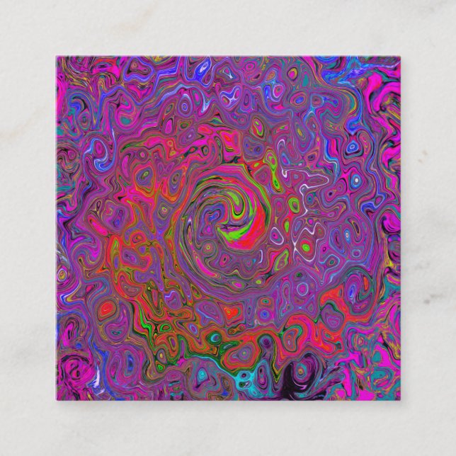 Psychedelic Groovy Magenta Retro Liquid Swirl Referral Card (Front)