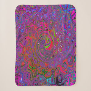 Psychedelic Groovy Magenta Retro Liquid Swirl Sherpa Blanket