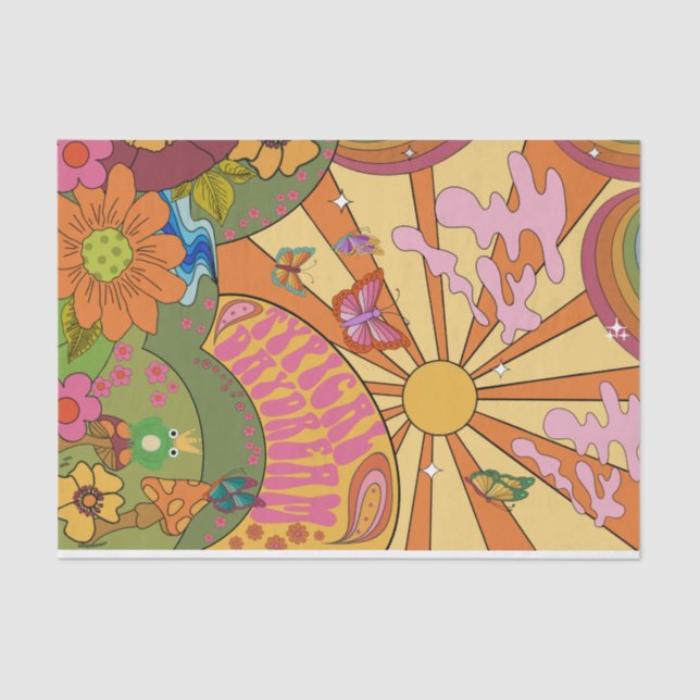 Psychedelic Groovy Retro Tissue Paper (Front)