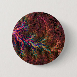 Psychedelic Groovy Trippy Funky Colourful Fractal 6 Cm Round Badge