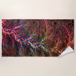 Psychedelic Groovy Trippy Funky Colourful Fractal Beach Towel