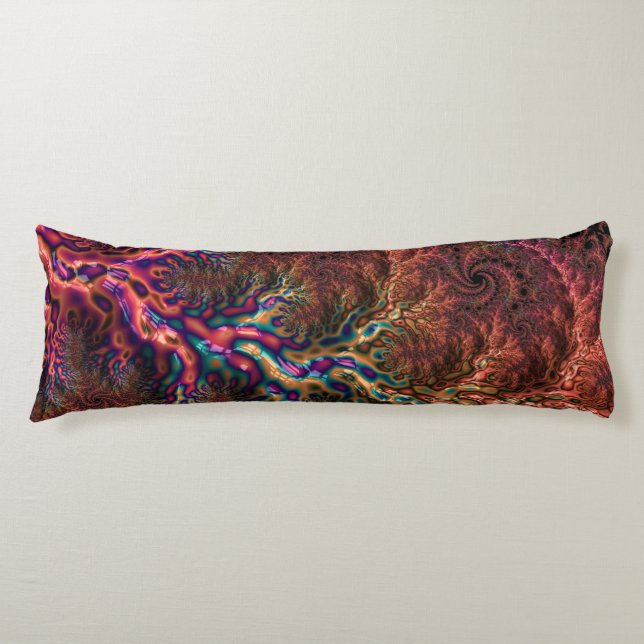 Psychedelic Groovy Trippy Funky Colourful Fractal Body Cushion (Front)