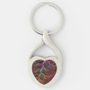 Psychedelic Groovy Trippy Funky Colourful Fractal Key Ring