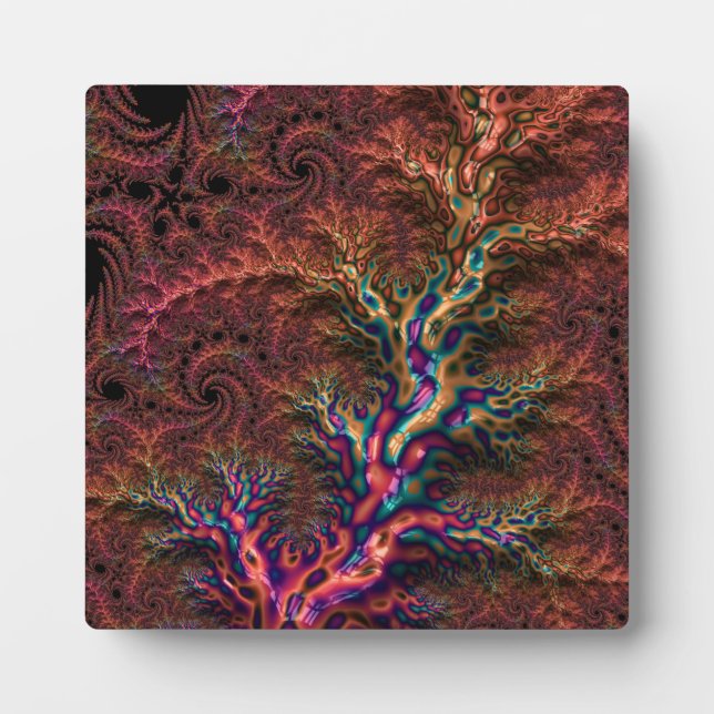 Psychedelic Groovy Trippy Funky Colourful Fractal Plaque (Front)