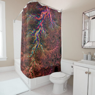 Psychedelic Groovy Trippy Funky Colourful Fractal Shower Curtain