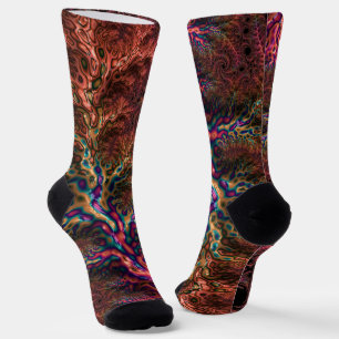 Psychedelic Groovy Trippy Funky Colourful Fractal Socks