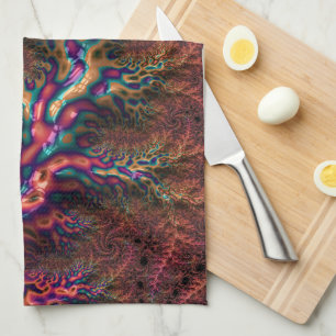 Psychedelic Groovy Trippy Funky Colourful Fractal Tea Towel