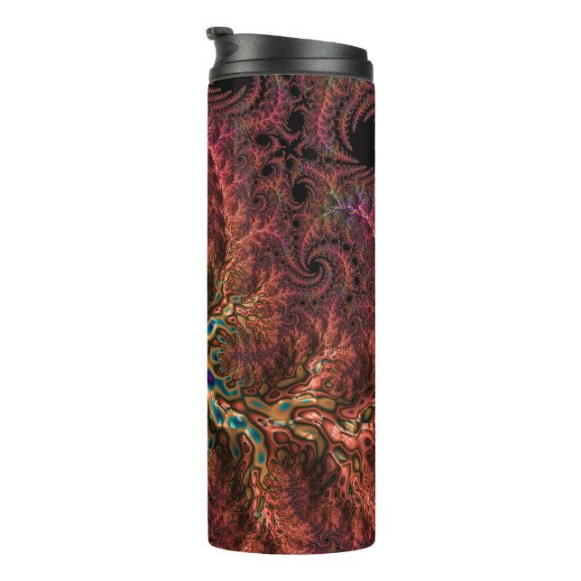 Psychedelic Groovy Trippy Funky Colourful Fractal Thermal Tumbler (Rotated Right)