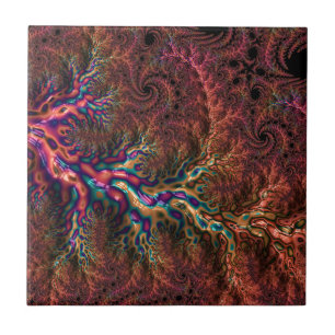 Psychedelic Groovy Trippy Funky Colourful Fractal Tile