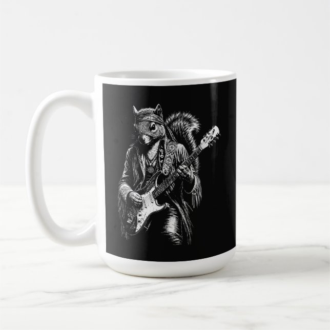 Psychedelic Guitar Squirrel - Funny Vintage Rock Coffee Mug (Left)