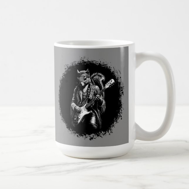 Psychedelic Guitar Squirrel - Funny Vintage Rock Coffee Mug (Right)