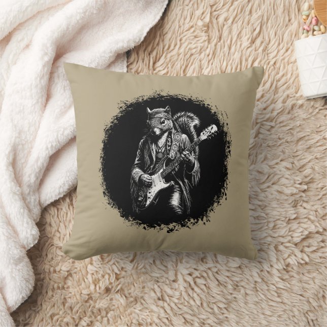 Psychedelic Guitar Squirrel - Funny Vintage Rock Cushion (Blanket)