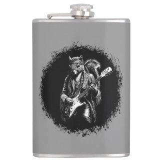 Psychedelic Guitar Squirrel - Funny Vintage Rock Hip Flask