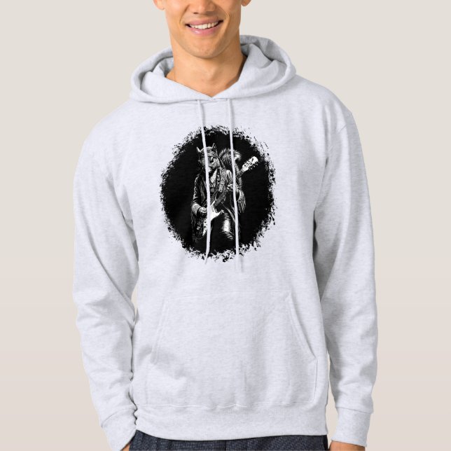Psychedelic Guitar Squirrel - Funny Vintage Rock Hoodie (Front)