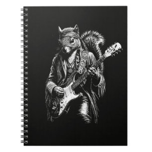 Psychedelic Guitar Squirrel - Funny Vintage Rock Notebook