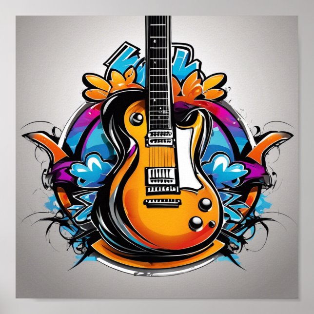 Psychedelic Guitar T-Shirt Poster (Front)