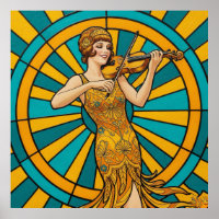 Psychedelic Guitarist Poster Vibrant Retro Music