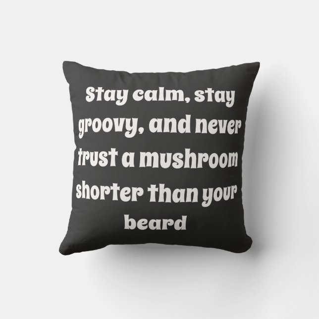 Psychedelic Guru Trippy Hippie Mushroom  Cushion (Back)
