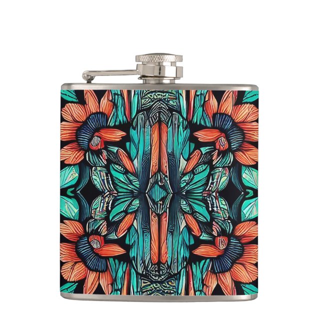 Psychedelic Hawaiian Hip Flask (Front)