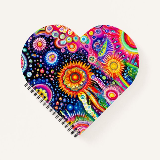 Psychedelic Heart Shapped Notebook (Front)