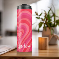 Psychedelic Hearts Calligraphy Script Name Pinks