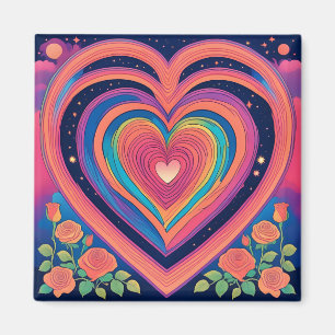 Psychedelic Hearts & Galactic Roses Magnet