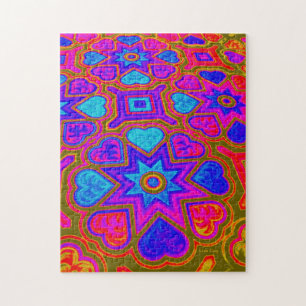Psychedelic Hearts Jigsaw Puzzle