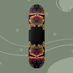 Psychedelic Hippie Black Gold and Purple Skateboard<br><div class="desc">This psychedelic kaleidoscope design features black,  gold,  and purple. Vibrant trippy visuals for the modern hippie or anyone who loves bright colours!</div>