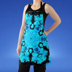 Psychedelic Hippie Blue and Black Apron