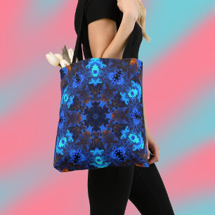 Psychedelic Hippie Blue and Orange Tote Bag