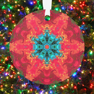 Psychedelic Hippie Blue and Red Ornament