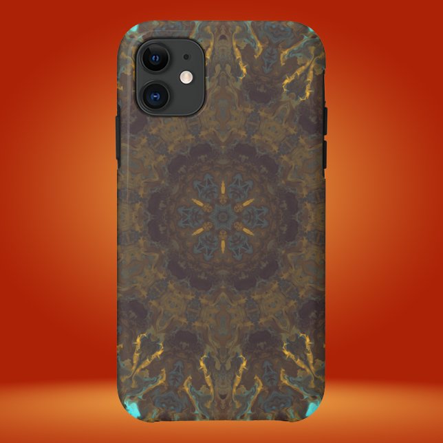 Psychedelic Hippie Blue Gold and Dark Red Case-Mate iPhone Case (Creator Uploaded)
