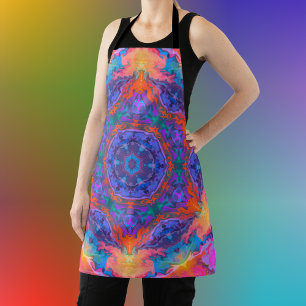 Psychedelic Hippie Blue Orange and Pink Apron