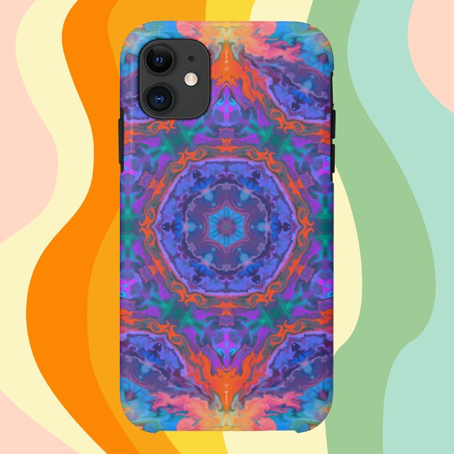 Psychedelic Hippie Blue Orange and Pink Case-Mate iPhone Case (Creator Uploaded)