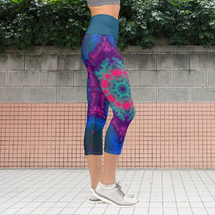 Psychedelic Hippie Blue Pink and Purple Leggings