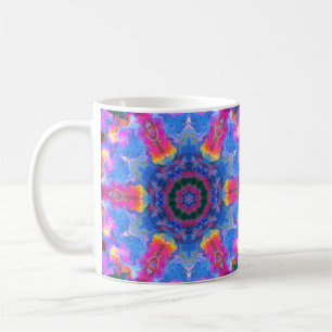 Psychedelic Hippie Blue pink and Yellow Coffee Mug
