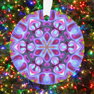 Psychedelic Hippie Blue Pink and Yellow Ornament