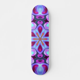 Psychedelic Hippie Blue Pink and Yellow Skateboard