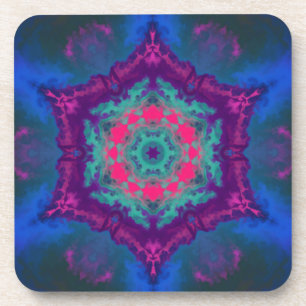 Psychedelic Hippie Blue Purple and Pink Coaster