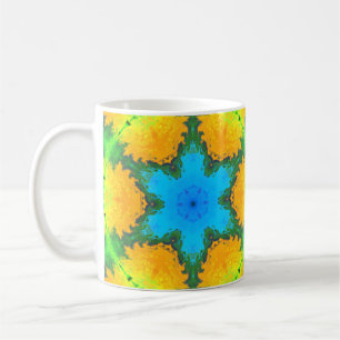 Psychedelic Hippie Blue Yellow and Green Coffee Mug