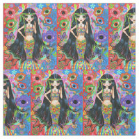 Psychedelic Hippie Chick Mermaid Peace Sign Groovy