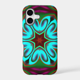 Psychedelic Hippie Flower Blue Green and Purple