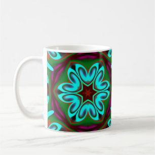 Psychedelic Hippie Flower Blue Green and Purple Coffee Mug