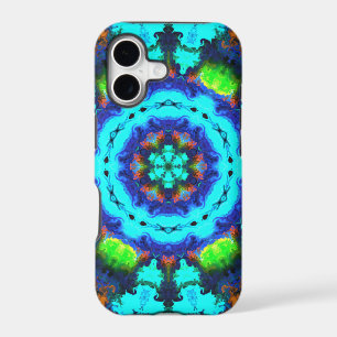 Psychedelic Hippie Flower Blue Orange and Green